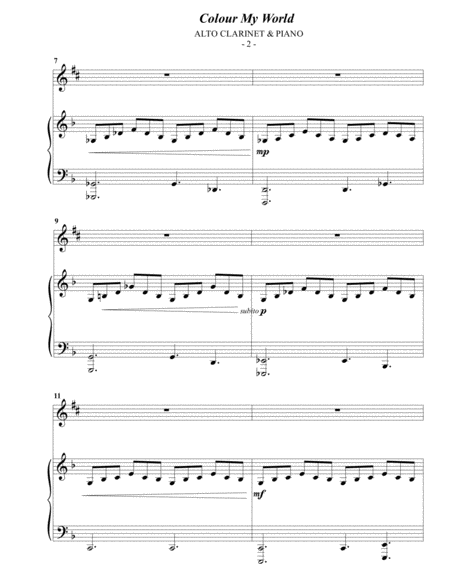 Chicago Colour My World For Alto Clarinet Piano Page 2