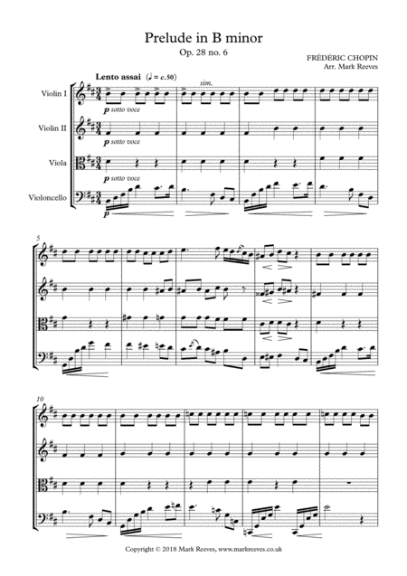 Chopin Prelude In B Minor For String Quartet Page 2