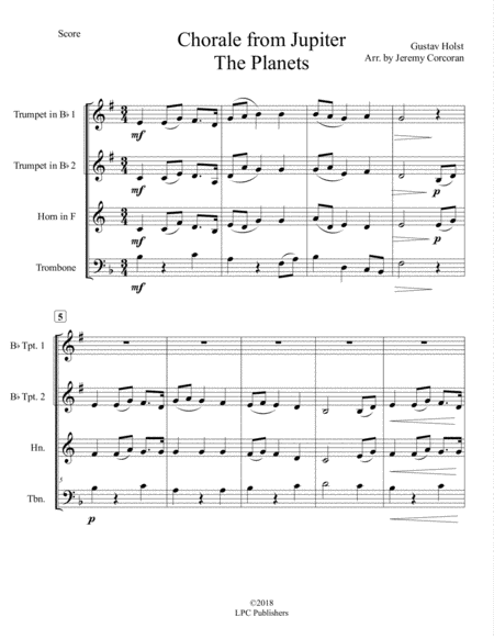 Chorale From Jupiter For Brass Quartet Page 2