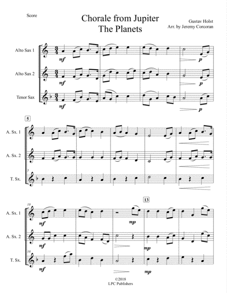 Chorale From Jupiter For Saxophone Trio Aaa Or Aat Page 2