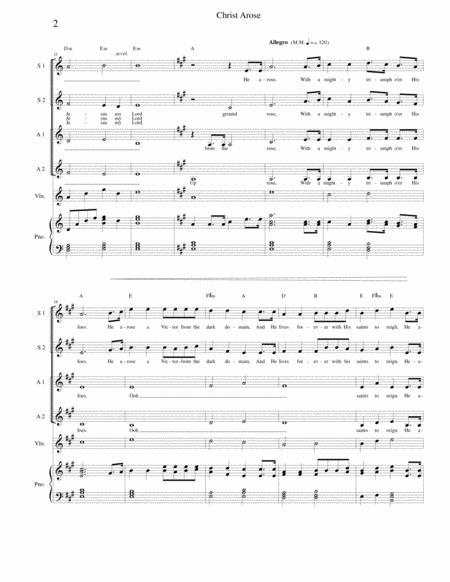 Christ Arose Low In The Grave He Lay Ssaa With Violin And Piano Page 2