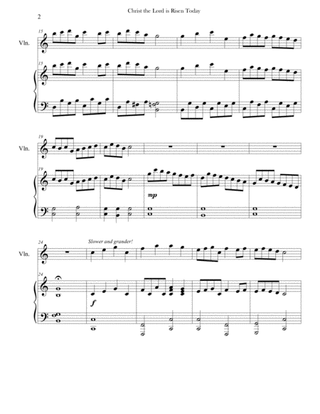 Christ The Lord Is Risen Today Advanced Piano Violin Page 2