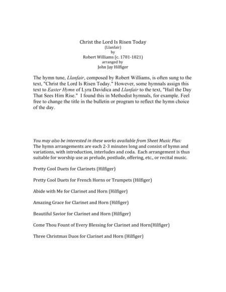 Christ The Lord Is Risen Today For Clarinet And Horn Page 2