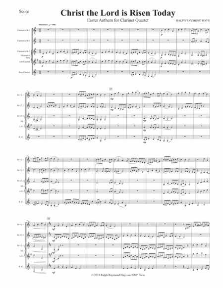 Christ The Lord Is Risen Today For Clarinet Quartet Page 2