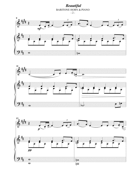 Christina Aguilera Beautiful For Baritone Horn Piano Page 2