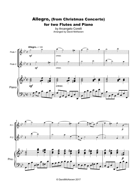 Christmas Concerto Allegro By Corelli For Flute Duet Or Solo With Optional Piano Page 2
