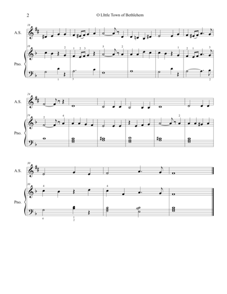 Christmas Duets For Alto Saxophone Piano Little Town Of Bethlehem Page 2