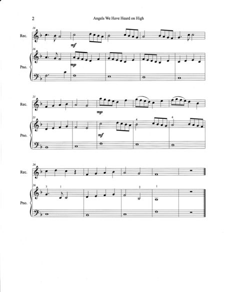 Christmas Duets For Recorder Piano Vol 2 11 Traditional Carols Page 2