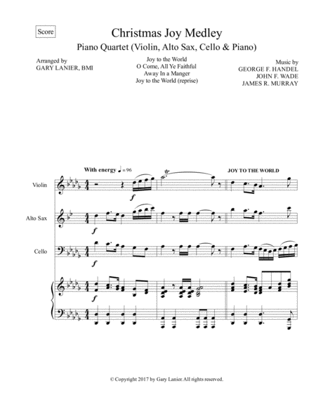 Christmas Joy Medley Piano Quartet Violin Alto Sax Cello And Piano With Score Parts Page 2
