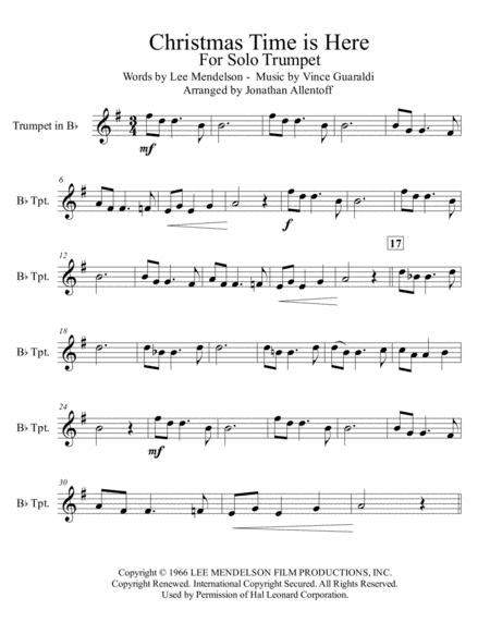 Christmas Time Is Here For Solo Trumpet Page 2