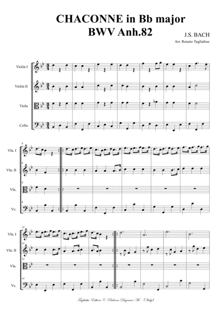 Ciacona In Bb Bwv Anh 82 Arr For String Quartet Page 2