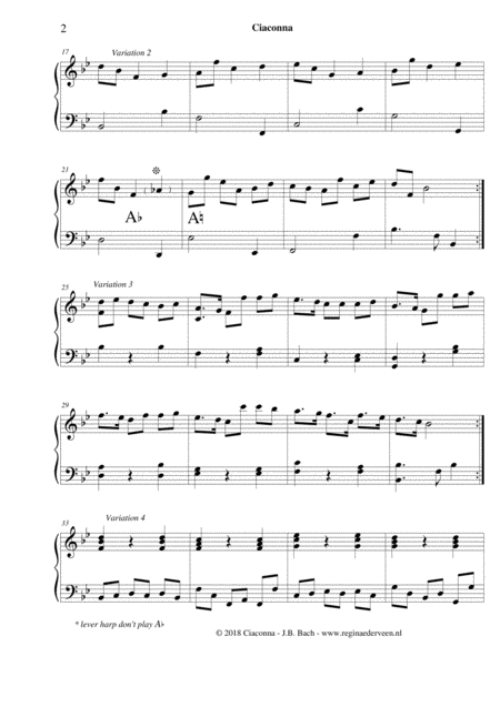 Ciaconna J B Bach Lever Harp Solo Page 2