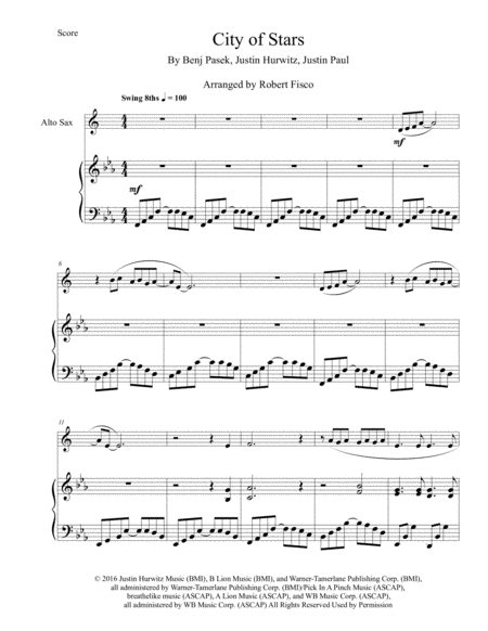 City Of Stars From La La Land For Alto Saxophone With Piano Accompaniment Page 2