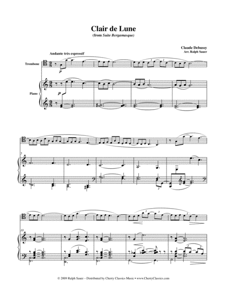 Clair De Lune From Suite Bergamasque For Trombone And Piano Page 2