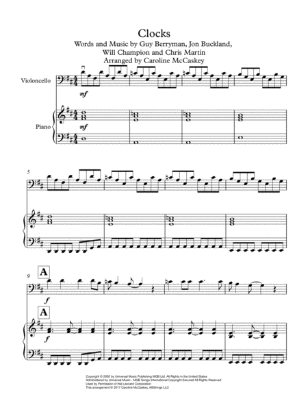 Clocks Cello Solo With Piano Accompaniment Page 2