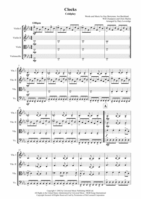 Clocks Coldplay For String Quartet Page 2