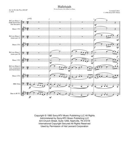 Cohens Hallelujah For Brass Ensemble Page 2