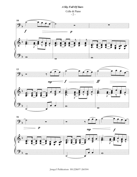 Coldplay A Sky Full Of Stars For Cello Piano Page 2