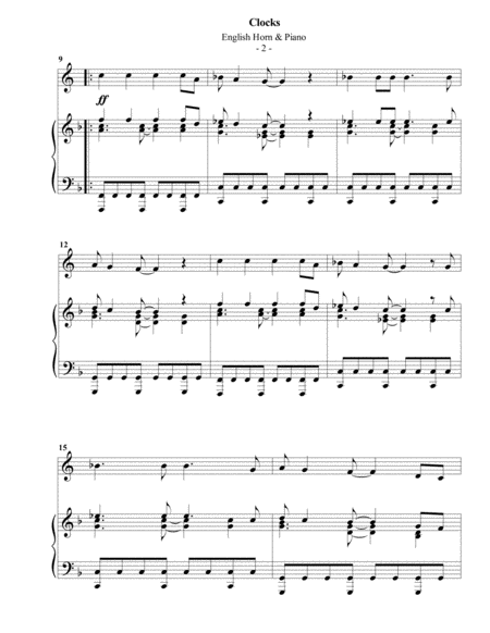 Coldplay Clocks For Euphonium Piano Page 2