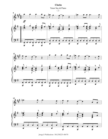 Coldplay Clocks For Tenor Sax Piano Page 2