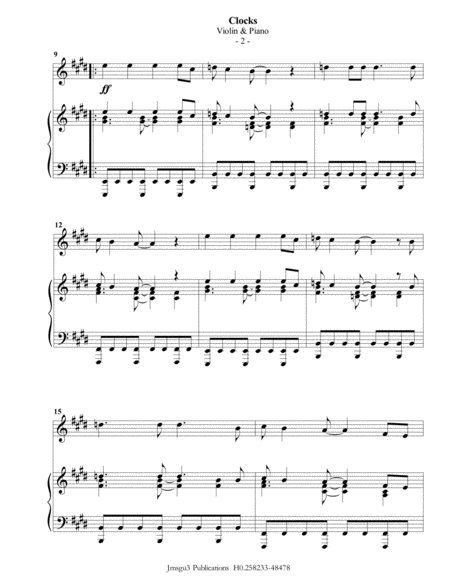 Coldplay Clocks For Violin Piano Page 2