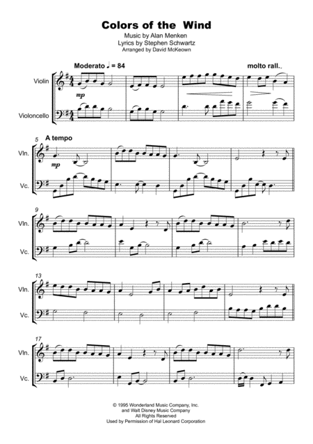 Colors Of The Wind Duet For Violin And Cello Page 2