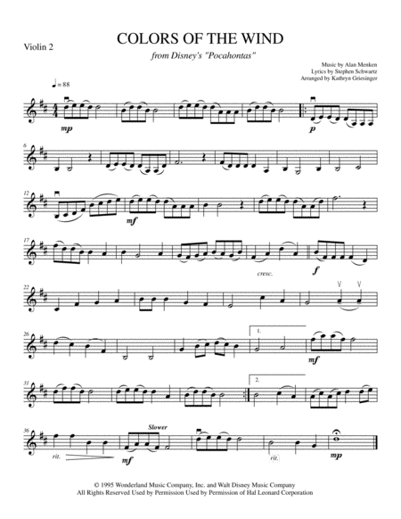 Colors Of The Wind String Quartet Page 2