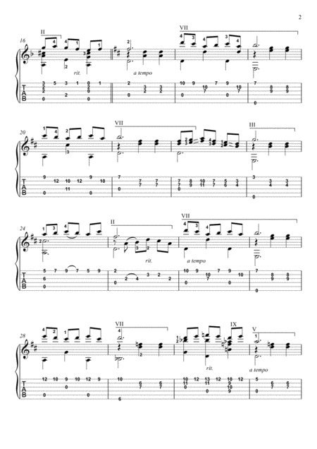 Come Back To Sorrento Guitar Fingerstyle Solo Page 2
