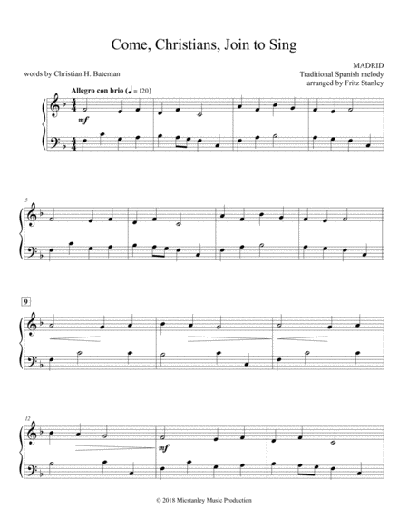 Come Christians Join To Sing Piano Solo Page 2