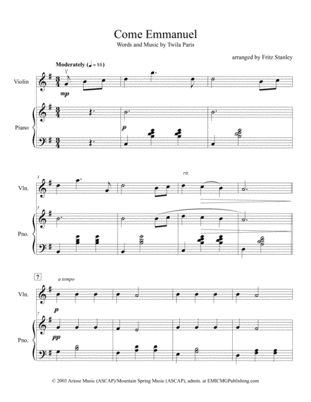 Come Emmanuel Violin Piano Accompaniment Page 2