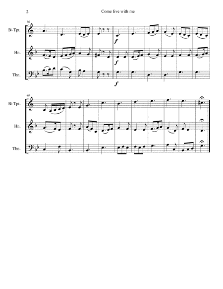 Come Live With Me For Brass Trio Trumpet Horn Trombone Page 2