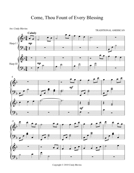 Come Thou Fount Of Every Blessing Arranged For Harp Duet Page 2