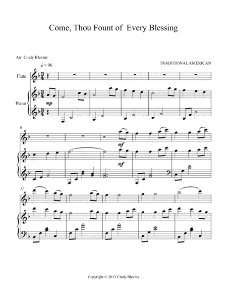 Come Thou Fount Of Every Blessing Arranged For Piano And Flute Page 2