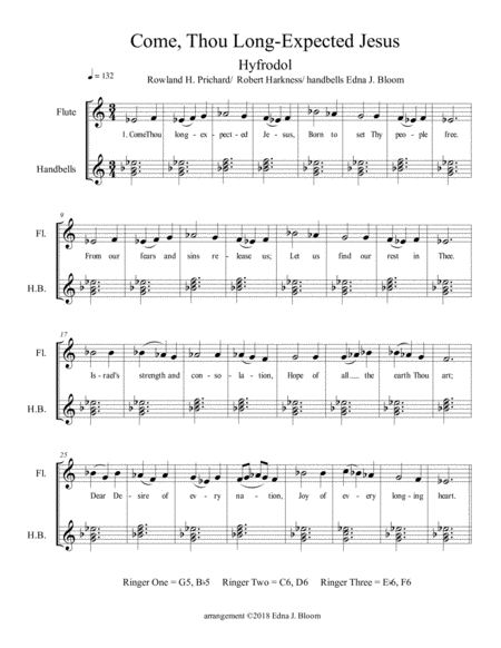 Come Thou Long Expected Jesus Handbell Accompaniment For 3 4 Ringers Page 2