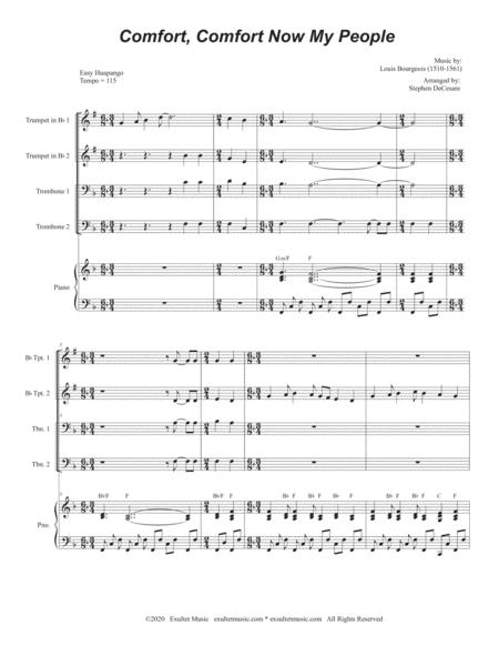 Comfort Comfort Now My People For Brass Quartet And Piano Alternate Version Page 2