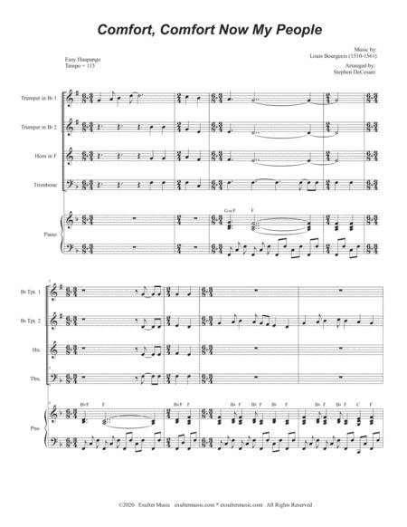 Comfort Comfort Now My People For Brass Quartet And Piano Page 2