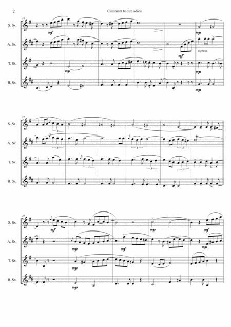 Comment Te Dire Adieu By Franoise Hardy For String Quartet Page 2