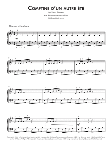 Comptine D Un Autre Ete Intermediate Piano Page 2