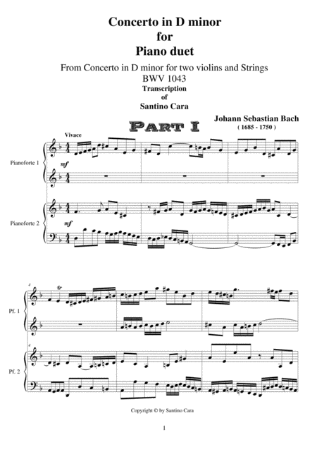 Concerto In D Minor Bwv 1043 For Piano Duet Complete Page 2