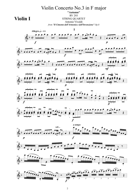 Concerto No 3 In F Major Op 8 Autumn Rv 293 For String Quartet Page 2