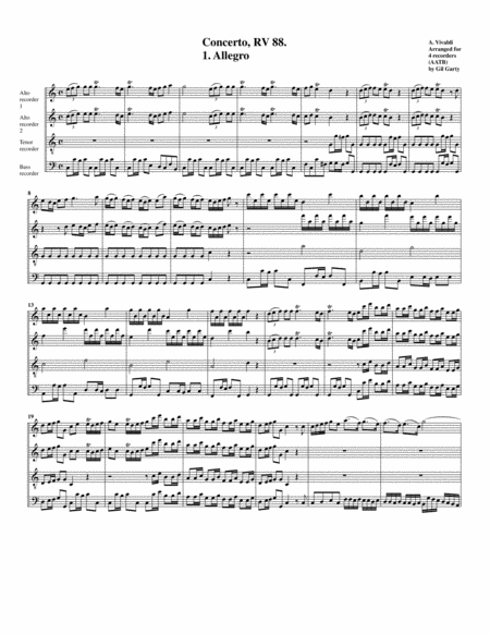 Concerto Rv 88 Arrangement For 4 Recorders Page 2