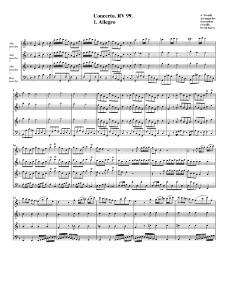 Concerto Rv 99 Arrangement For 4 Recorders Page 2