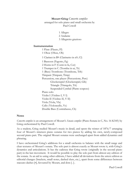 Concerto Semplice Mozarts Simple Sonata Arranged As A Concerto By Edvard Grieg And Paul Cowell Parts Page 2