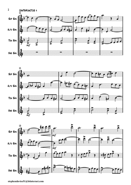 Contrapunctus 4 By Js Bach Bwv 1080 From The Art Of The Fugue For Saxophone Quartet Page 2