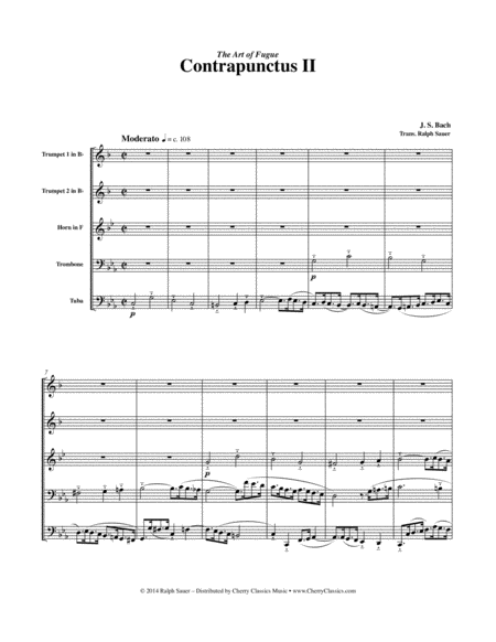 Contrapunctus Ii From The Art Of Fugue For Brass Quintet Page 2