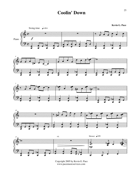 Coolin Down Boogie Original Piano Solo Page 2