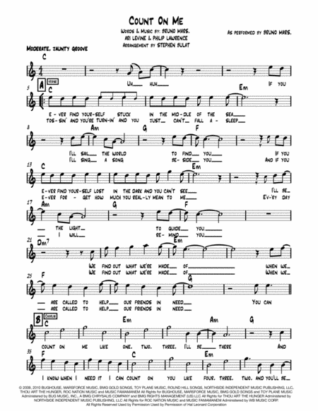 Count On Me Bruno Mars Lead Sheet In Original Key Of C Page 2