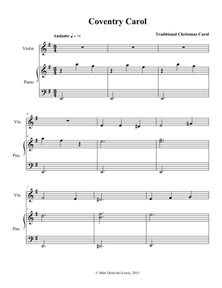 Coventry Carol Violin Pno Page 2