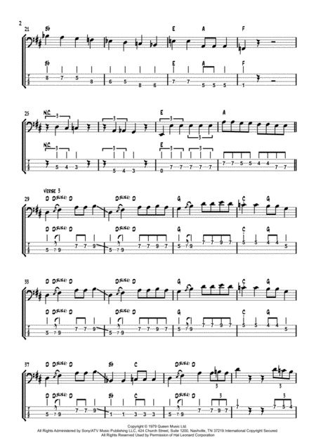Crazy Little Thing Called Love Bass Transcription With Tab Page 2