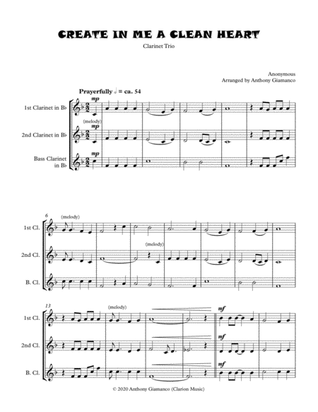 Create In Me A Clean Heart Clarinet Trio Page 2